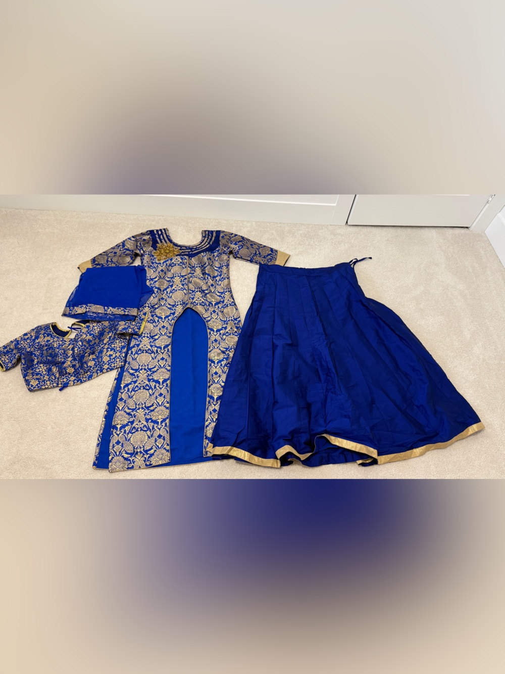 Royal Blue and Gold Embroidered Anarkali Set